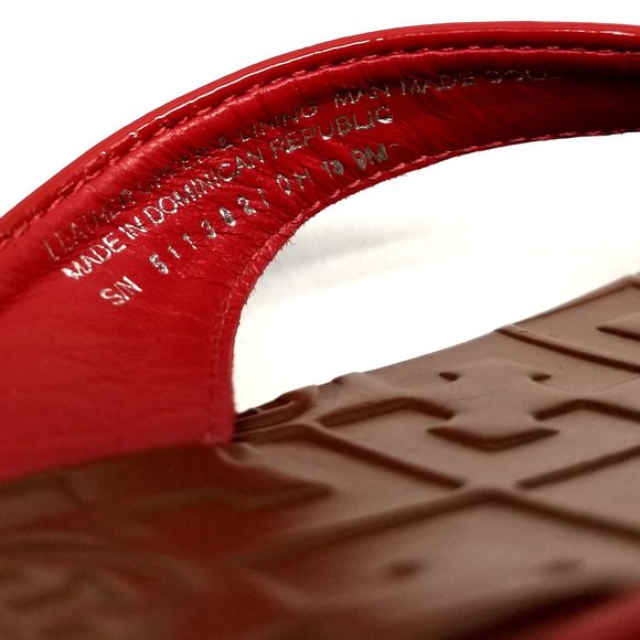 Tory Burch Red Patent Thora Thong Flats Sadals - Picture 6 of 7